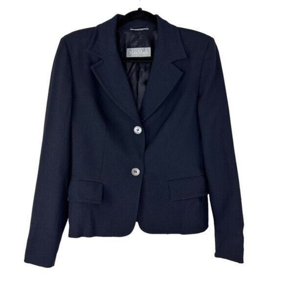 MaxMara Navy Single Breasted Blazer Women’s Size 8 - Picture 2 of 12